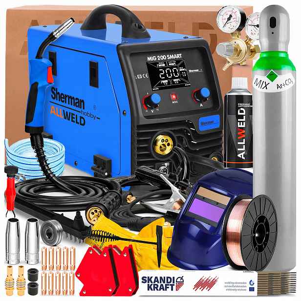 Svářečka Sherman Mig 200 Smart 230V 200A Synergie Mma Tig Lift Pro Hliníkovou Ocel