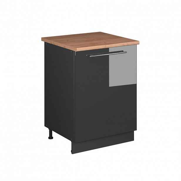 Vicco SPODNÍ SKŘÍŇKA KUCHYŇSKÉ LINKY Fame-Line, Antracitový vysoký lesk/Antracit, 60 cm 1 dvířka s pracovní deskou