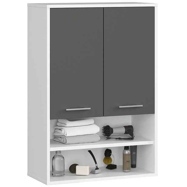 Ak furniture Závěsná koupelnová skříňka Fin W64 2D 64 cm bílá/grafit