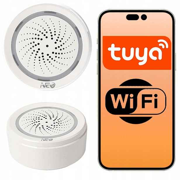 Alarmová siréna s měřením teploty a vlhkosti Wifi Neo Tuya 90 dB