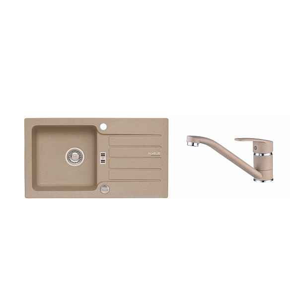 Alveus SET ALVEUS NIAGARA 30/55 + BATERIE NINA/55 - granitový béžový dřez 775 x 430 mm v setu s baterií