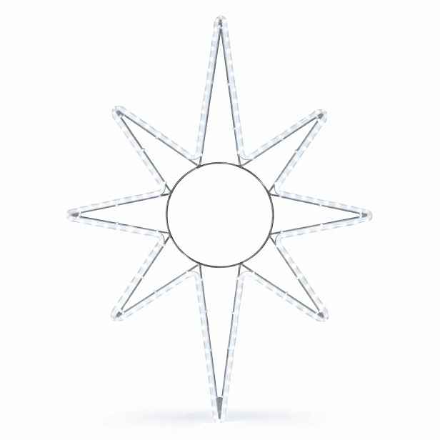 Easy Fix 2D LED světelná hvězda X., 82 × 125 cm, ledově bílá, závěsná, hliník