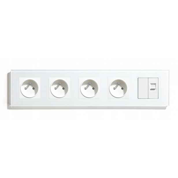 Elektrická Skleněná Zásuvka 5 Plechovek Kontakt 16A 370 mm RJ45 Internet