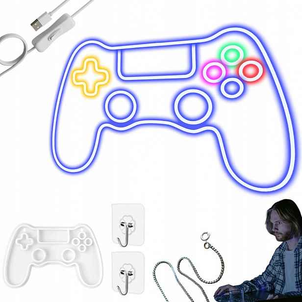 Podsvícená Gamepadová Dekorace Neonová Led Prémiová Usb Podložka Na Zeď