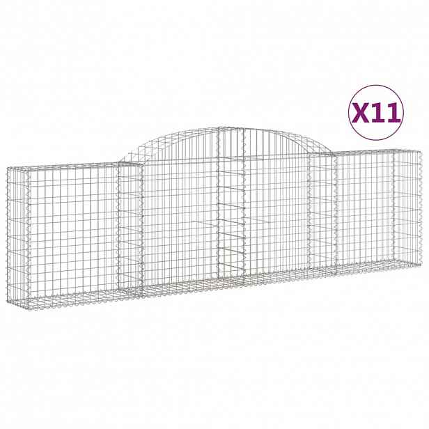 vidaXL Klenuté gabionové koše 11ks 300x30x80/100 cm pozinkované železo