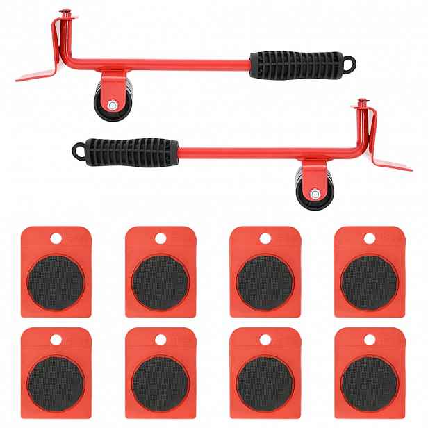 vidaXL Nábytkové kolečka 8 ks se zvedáky červená 9,8x7,5x3 cm 150 kg