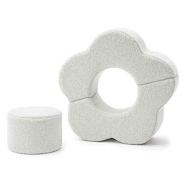 Bílé pěnové hřiště 3 ks z materiálu bouclé výška 27 cm 88x90 cm – Meowbaby