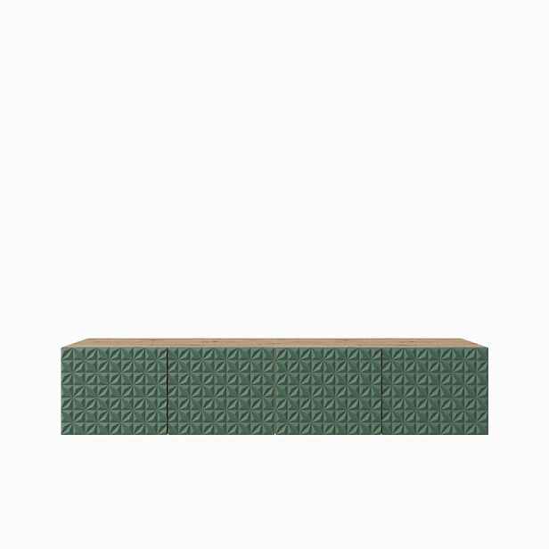 MASSENO ZÁVĚSNÝ TV STOLEK ROVA, 200/41/40 cm, dub Artisan /, zelený