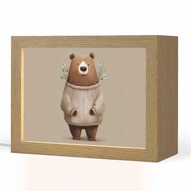 OnlyWow NOČNÍ LAMPIČKA Medvěd - Bílé květy - Cosy 20x15 cm