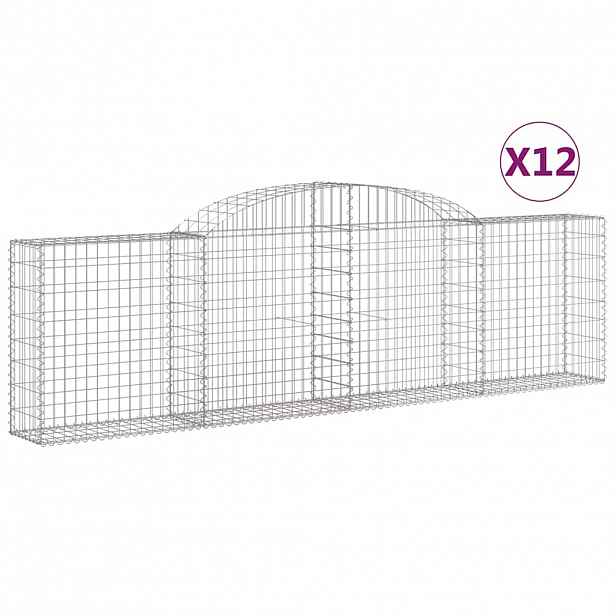vidaXL Klenuté gabionové koše 12ks 300x30x80/100 cm pozinkované železo