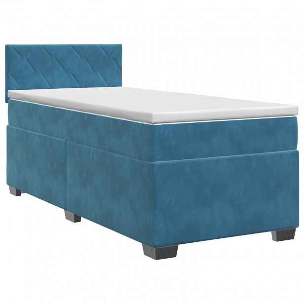 vidaXL Postel boxspring s matrací s čelo Tmavě modrá 90 x 200 cm Samet