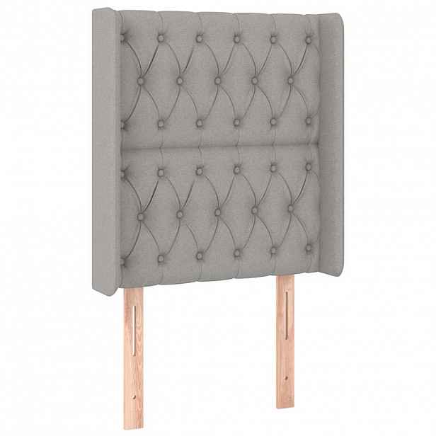 vidaXL Čelo postele typu ušák světle šedé 83x16x118/128 cm textil