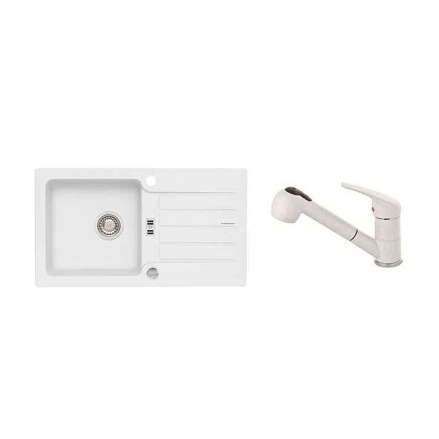 Alveus SET ALVEUS NIAGARA 30/11 + BATERIE AM 20/11 - granitový bílý dřez 775 x 430 mm v setu s baterií