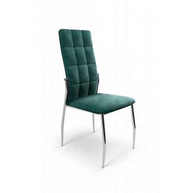 Jídelní židle samet / chrom Halmar Tmavě zelená