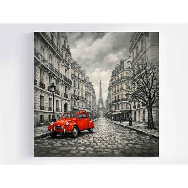 Obraz Na Plátně Canvas Francie Paříž Ulička Eiffelova Věž Auto 50x50