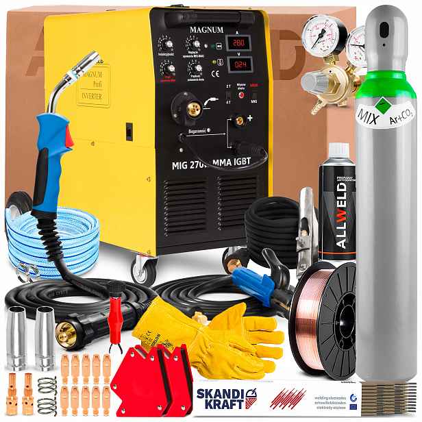 Svářečka Magnum Mig 270W 400V 280A Mma Tig DC Lutosvařování Flux 4-VÁLCOVÁ