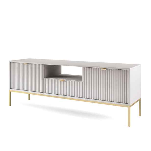 MASSENO TV STOLEK STELLARE, 154x39x56 cm s 1 zásuvkou a 2 dvířky, šedý