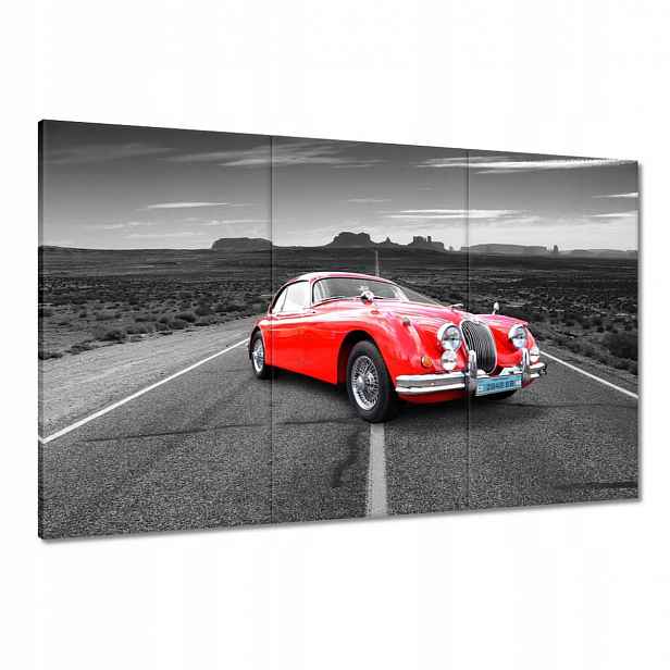 Obrazy 120x80 Červené auto Dálnice