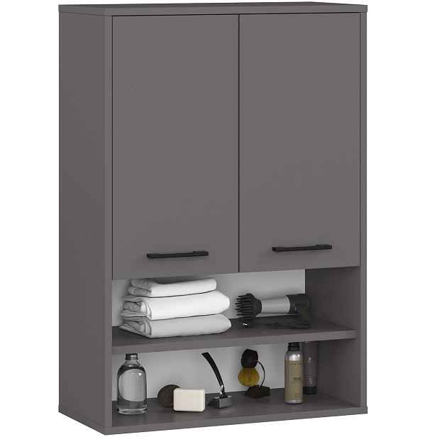 Ak furniture Závěsná koupelnová skříňka Fin W64 2D 64 cm grafit