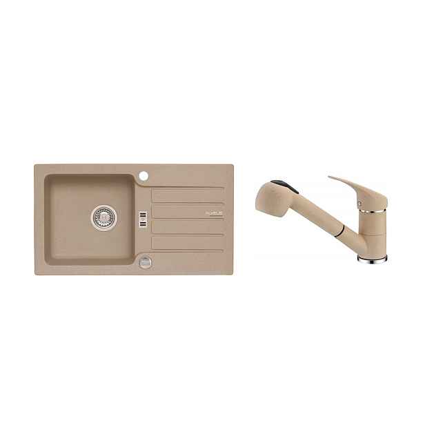 Alveus SET ALVEUS NIAGARA 30/55 + BATERIE AM 20/55 - granitový béžový dřez 775 x 430 mm v setu s baterií