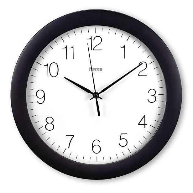 Hama Tenerife, nástěnné hodiny, řízené rádiovým signálem, průměr 35 cm, černé