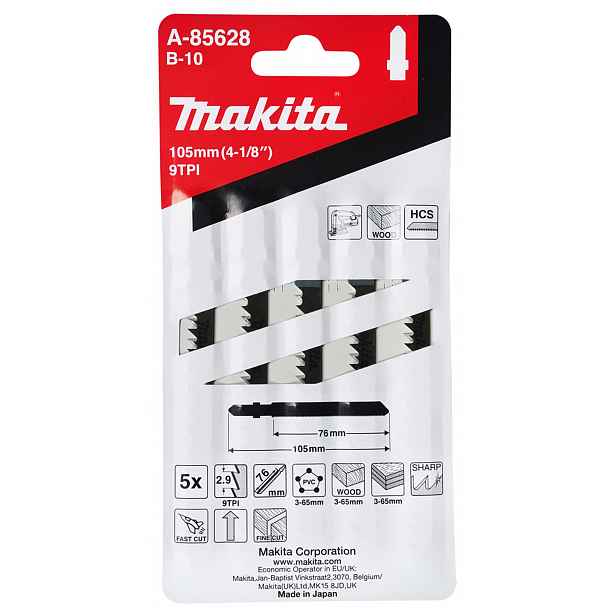 Makita - Sada pilových plátků 9 TPI, délka 105 mm, 5 ks A-85628