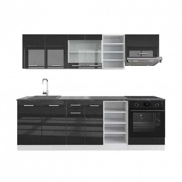 Vicco KUCHYŇSKÝ KOUT R-Line Antracitový vysoký lesk/bílá 240 cm , PD Antracit