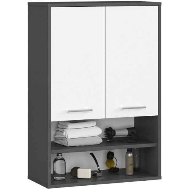 Ak furniture Závěsná koupelnová skříňka Fin W64 2D 64 cm grafit/bílá