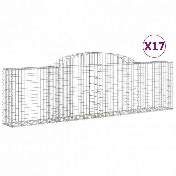 vidaXL Klenuté gabionové koše 17ks 300x30x80/100 cm pozinkované železo