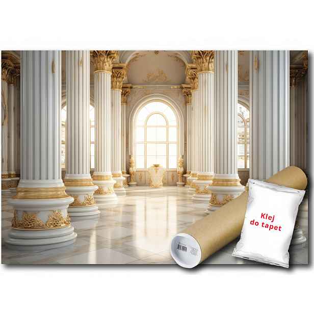 Vinylová fototapeta interiér sál sloupy zámek palác luxus zlato 312x219