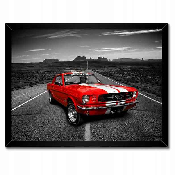 Plakáty v rámu 40x30 Červený Ford Mustang