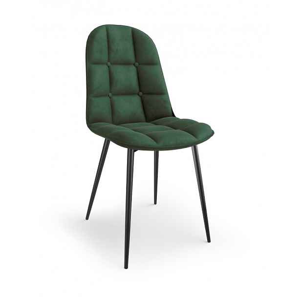 Jídelní židle samet / černá Halmar Tmavě zelená