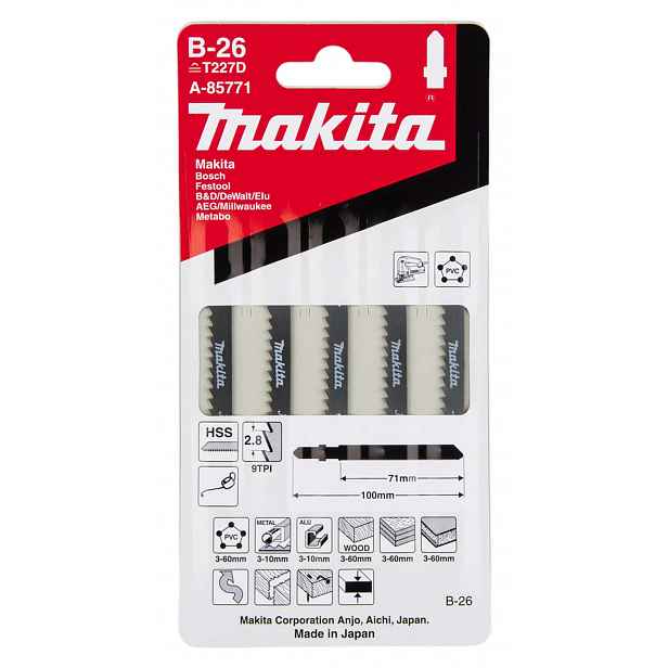 Makita - Sada pilových plátků 9 TPI, délka 100 mm, 5 ks A-85771