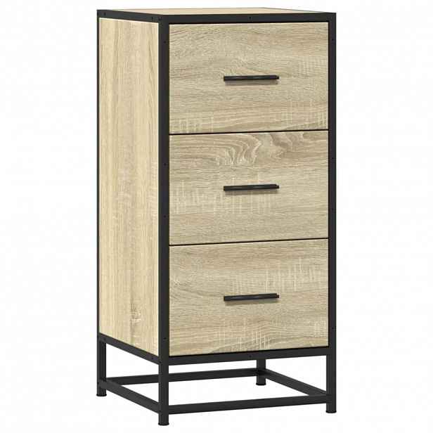vidaXL Příborník dub sonoma 35,5 x 35 x 76 cm kompozitní dřevo a kov