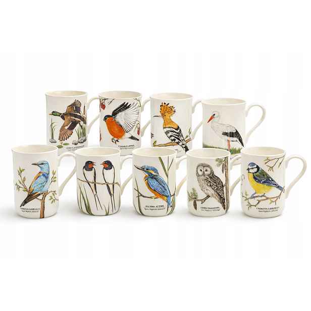 10 x porcelánový hrnek s motivem „Ptáci Polský“ 300 ml hrnky kpl sada