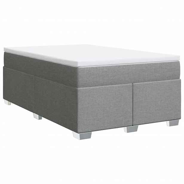 vidaXL Box spring postel s matrací světle šedá 120 x 200 cm textil