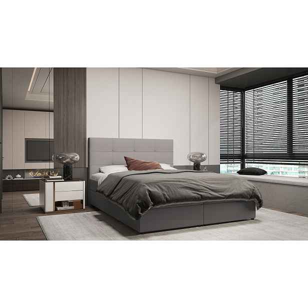 Designová postel MALIKA - 200x200, tmavě béžová