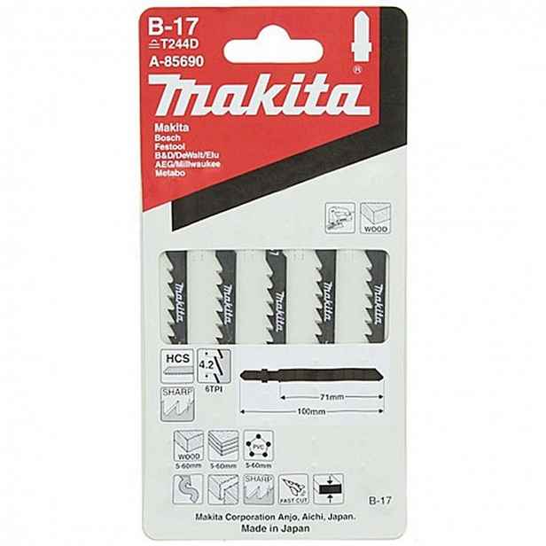 Makita - Sada pilových plátků 6 TPI, délka 100 mm, 5 ks A-85690