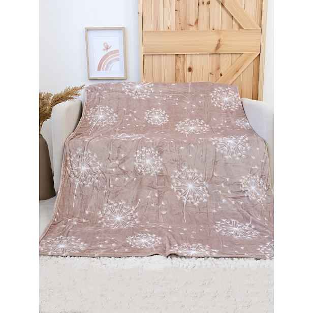 MKLuzkoviny.cz Deka mikroplyš Exclusive 150 × 200 cm - Pampelišky cappuccino