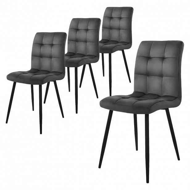 ML-DESIGN JÍDELNÍ ŽIDLE, sada 4 ks, antracitový samet