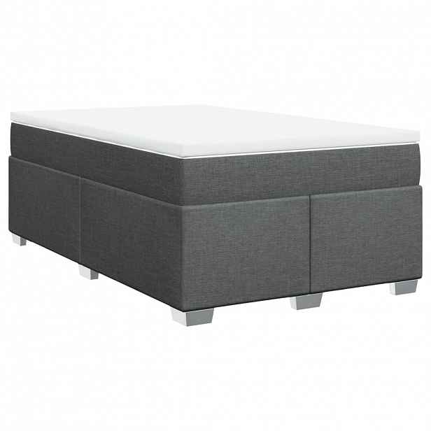 vidaXL Box spring postel s matrací tmavě šedá 120x200 cm textil