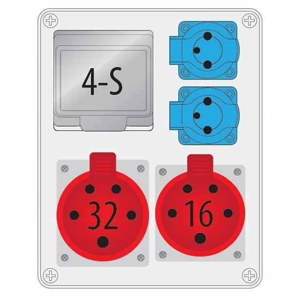 Rozvaděč 2x250V 1x16A/5p 1x32A/5P 4S B.1701