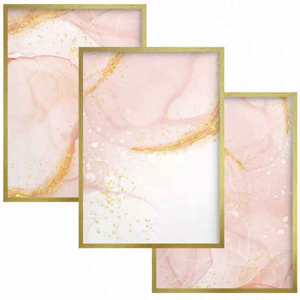 Růžové Plakáty Postery Obrazy na zeď Glamour Zlatý set do ložnice