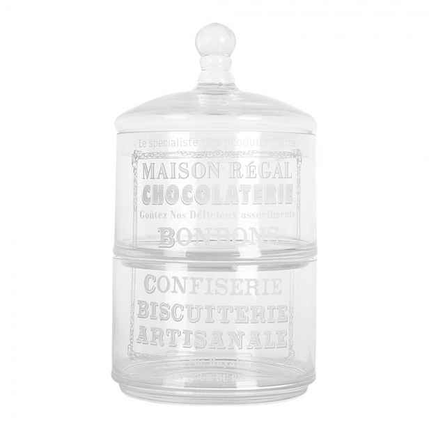 Skleněná dvojitá dóza na bonbóny Chocolaterie - Ø 17*30 cm Clayre & Eef