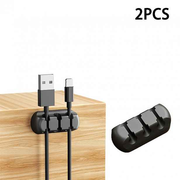 TEMU 3, 5, 7 otvorů 2ks Silikonové nové organizéry kabelů Boxy pro správu kabelů, USB kabelový fixér Držák kabelů Samolepicí klip na kabely, Vhodné