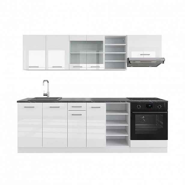 Vicco KUCHYŇSKÝ KOUT R-Line Bílá vysoký lesk/bílá 240 cm , PD Antracit
