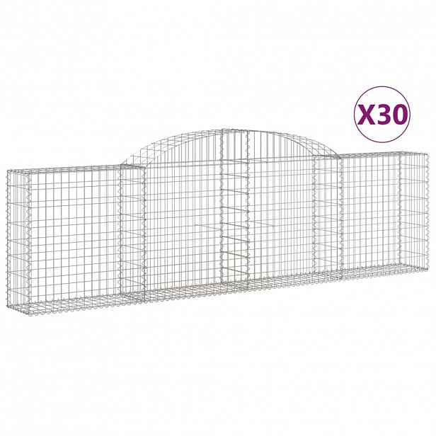 vidaXL Klenuté gabionové koše 30ks 300x30x80/100 cm pozinkované železo