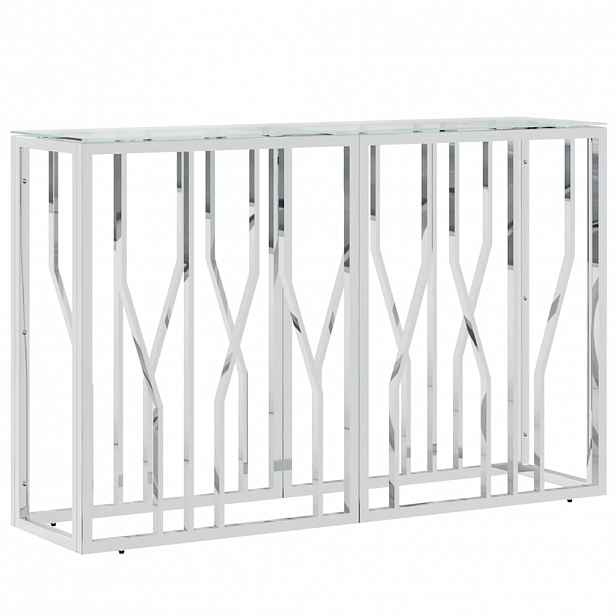 vidaXL Konzolový stolek 110 x 30 x 70 cm nerezová ocel a sklo