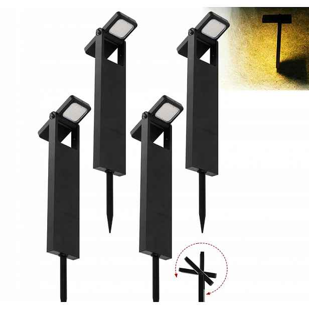 4 x Stojací zahradní sloupková lampa 70 cm venkovní 3500K Led Teplá bílá