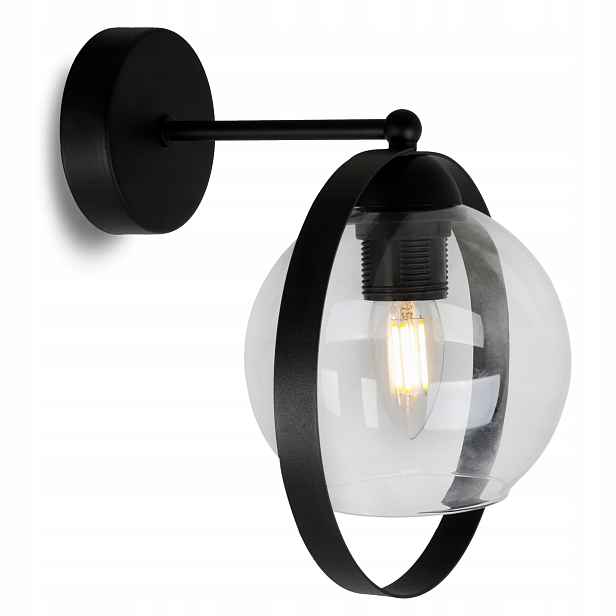 Moderní Nástěnná Lampa Se Skleněným Stínidlem A Prstencem